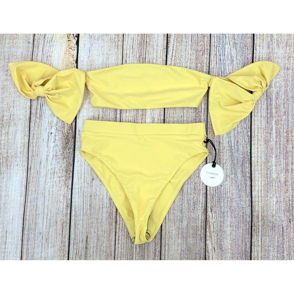 Tularosa Felicity Revolve Yellow Bikini Set Small Off Shoulder High‎ Waist NWT - Picture 3 of 9